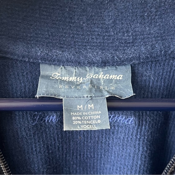 TOMMY BAHAMA Reversible 1/4 Zip Long Sleeve Blue/Black Sweater Men's Size M - Picture 2 of 7
